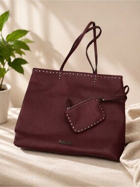 Kenneth Cole Reaction Deep Burgundy Tote with Stud Accents
